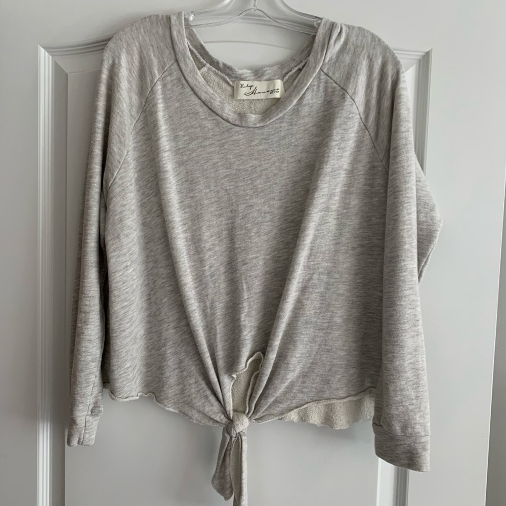 Vintage Havana Tie Front Sweatshirt Top